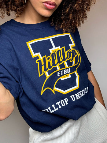 Tee shirt marine HILLTOP UNIVERSITY L vintage