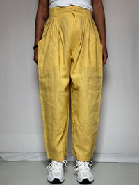 Pantalon ballon jaune en lin S/M vintage