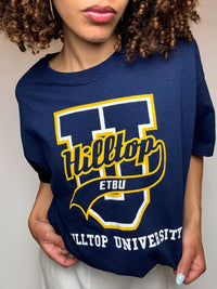 Tee shirt marine HILLTOP UNIVERSITY L vintage
