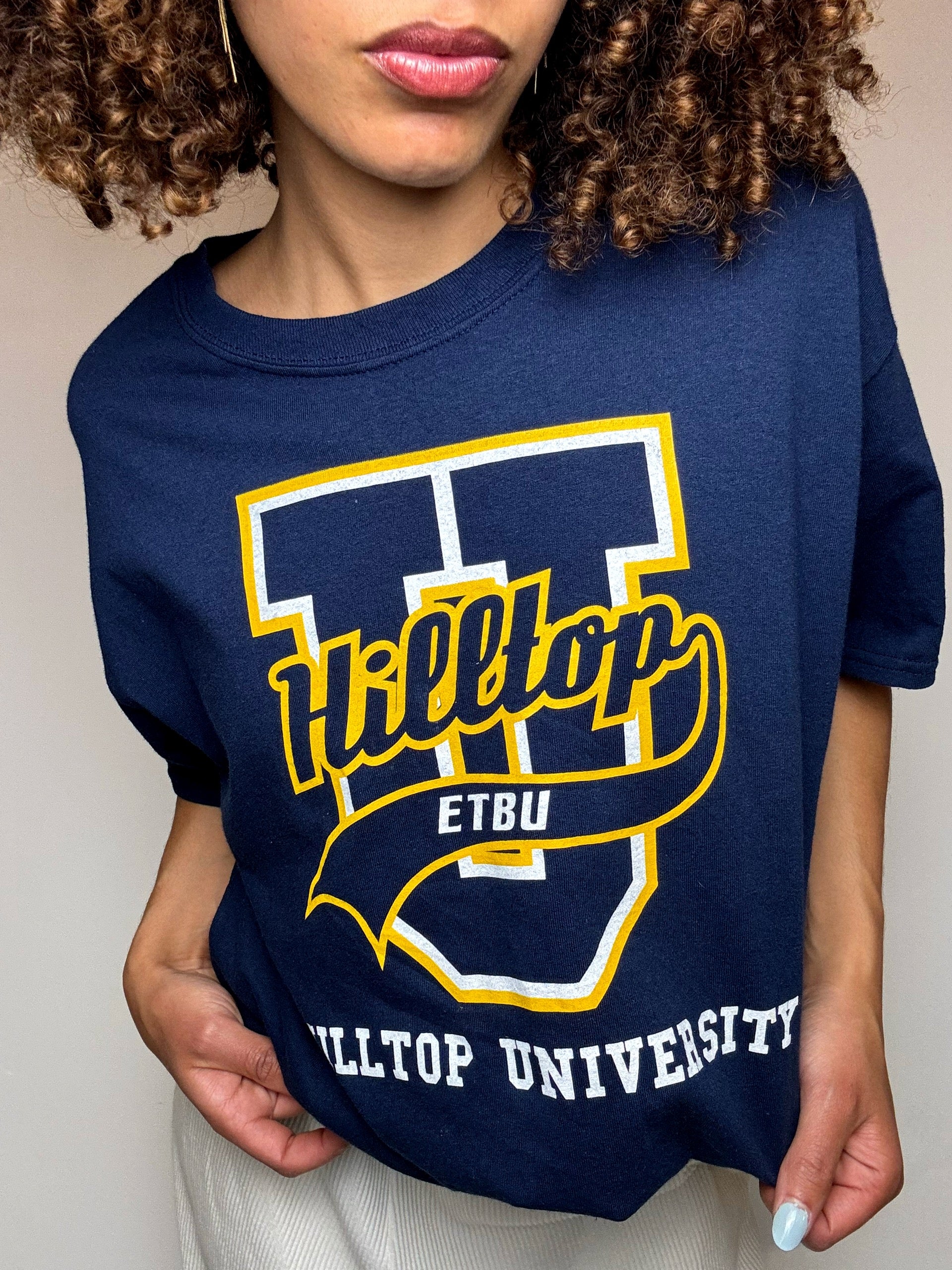 Tee shirt marine HILLTOP UNIVERSITY L vintage