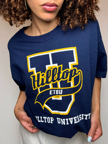 Tee shirt marine HILLTOP UNIVERSITY L vintage