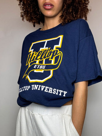 Tee shirt marine HILLTOP UNIVERSITY L vintage
