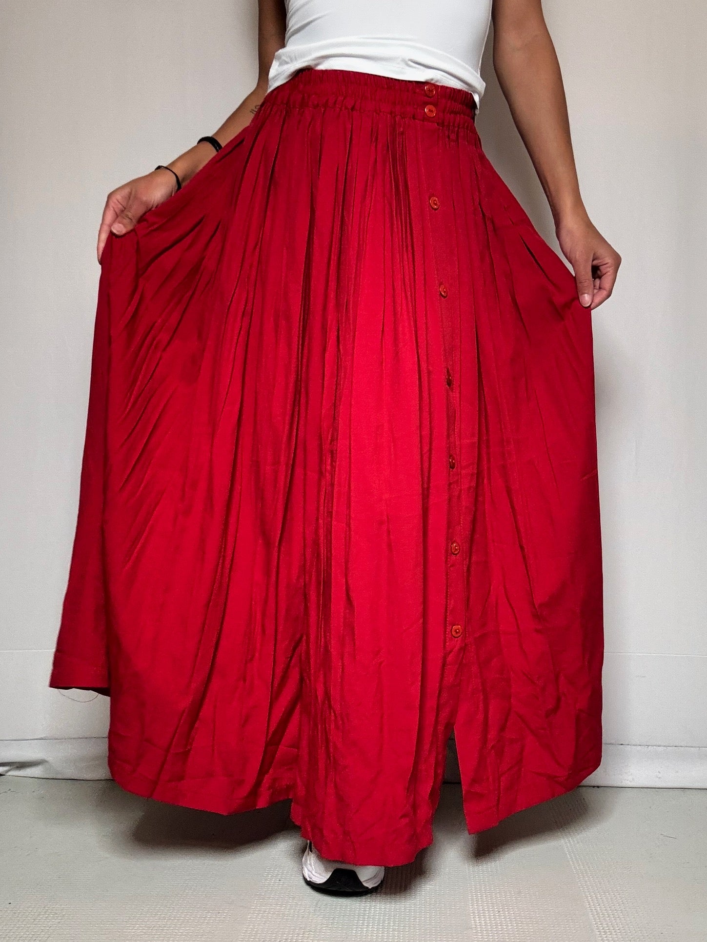 Jupe longue rouge M/L vintage