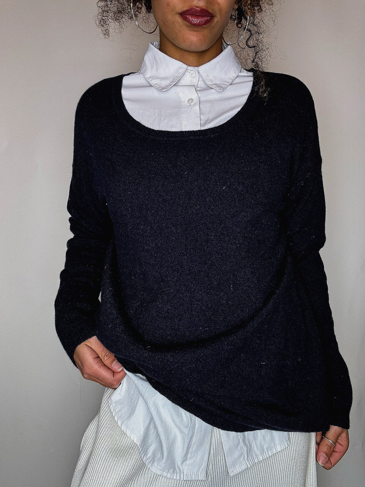 Pull en cashmere navy M vintage