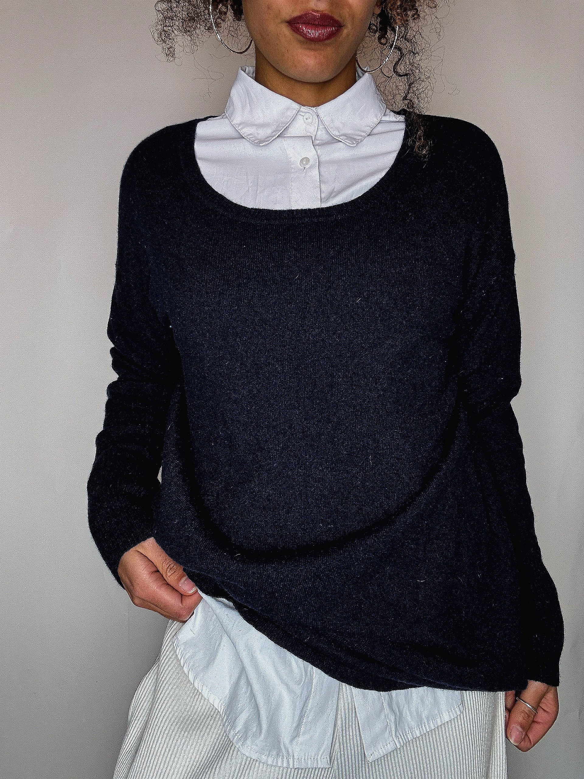 Pull en cashmere navy M vintage