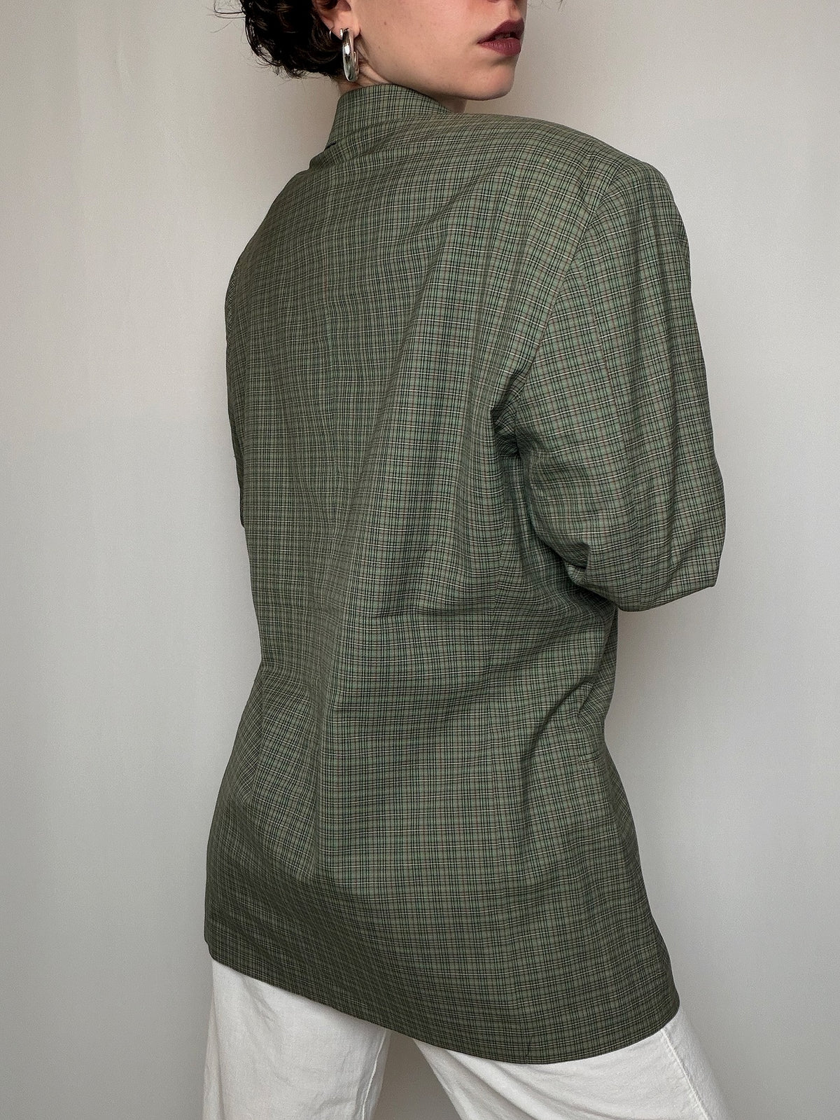 Blazer à carreaux vert L vintage