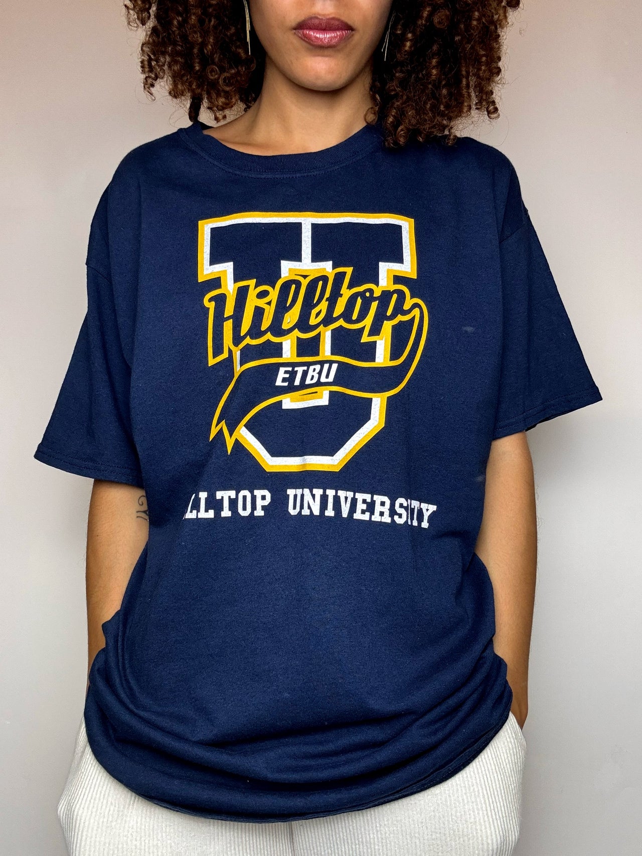 Tee shirt marine HILLTOP UNIVERSITY L vintage