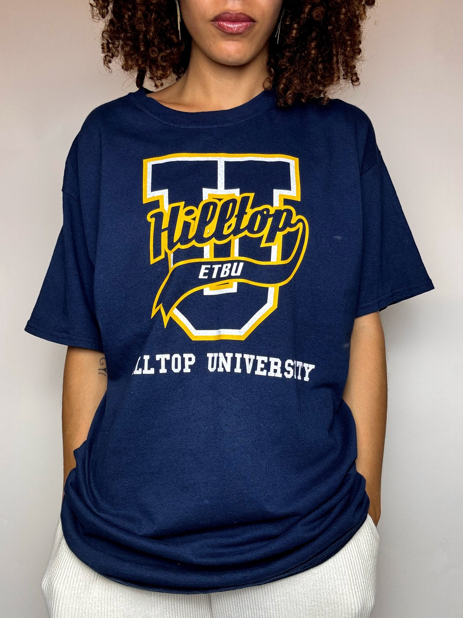 Tee shirt marine HILLTOP UNIVERSITY L vintage