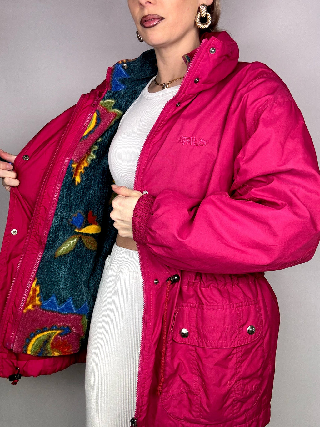 FILA L vintage fuchsia 2-in-1 down jacket