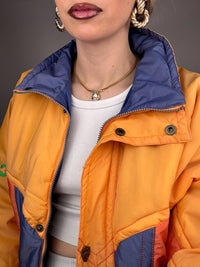 Vintage Orange and Mint Yellow Puffy Jacket L/XL