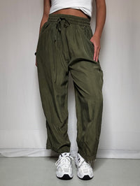 Pantalon en soie kaki M/L vintage