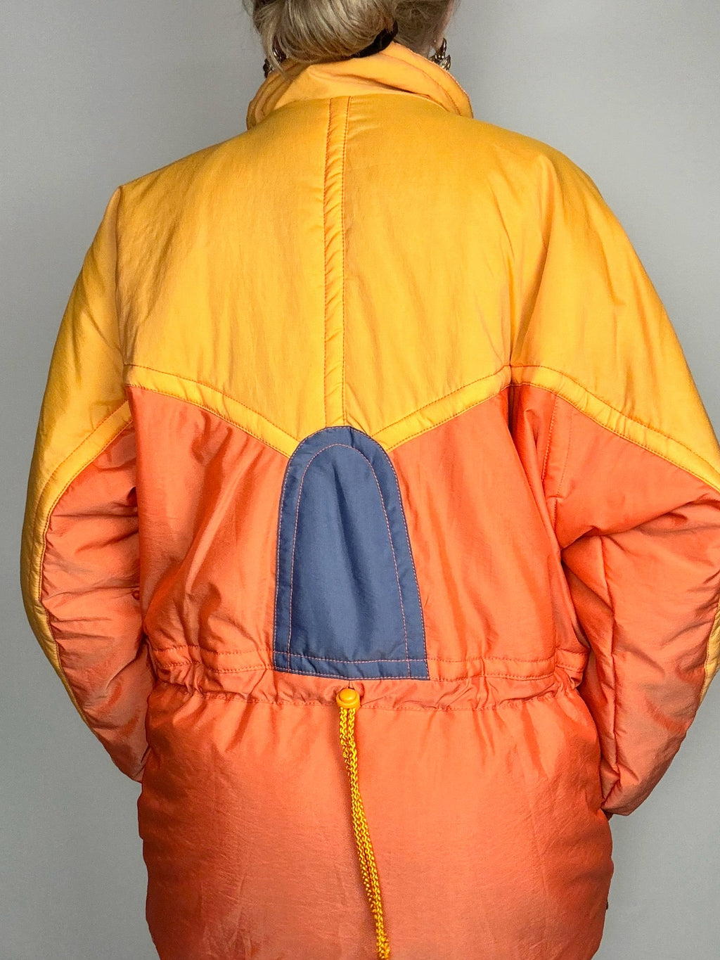 Vintage Orange and Mint Yellow Puffy Jacket L/XL
