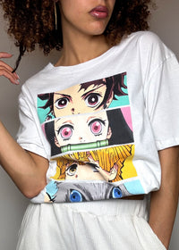 Tee shirt blanc DEMON SLAYER M vintage