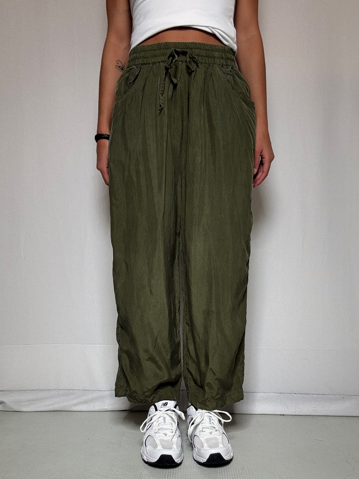 Pantalon en soie kaki M/L vintage