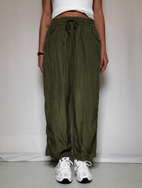 Pantalon en soie kaki M/L vintage