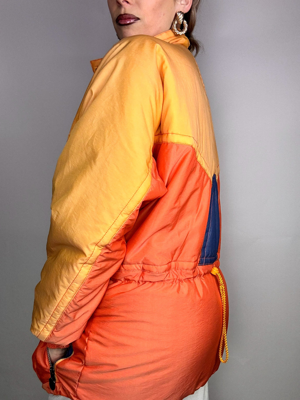 Vintage Orange and Mint Yellow Puffy Jacket L/XL