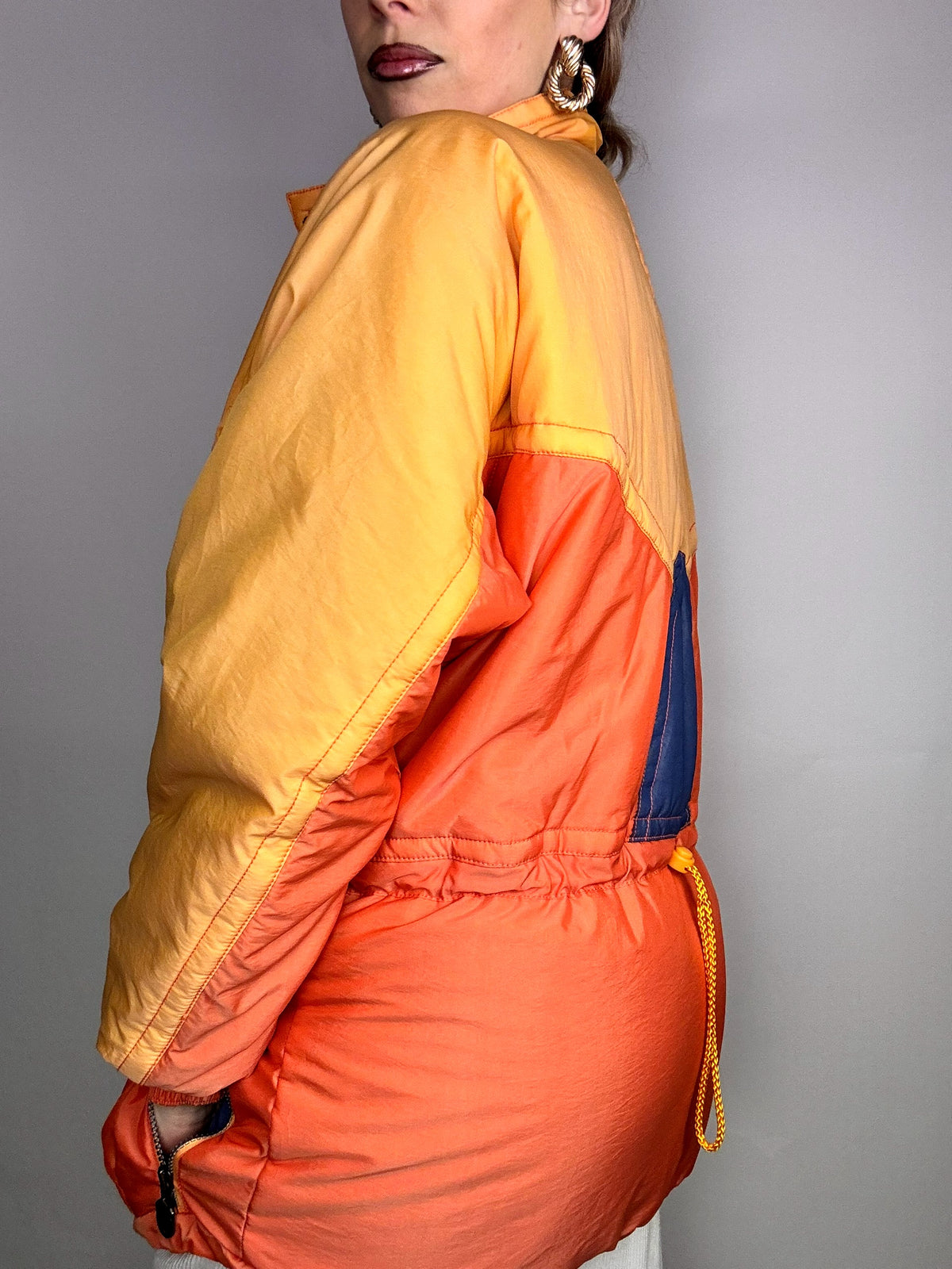 Vintage Orange and Mint Yellow Puffy Jacket L/XL