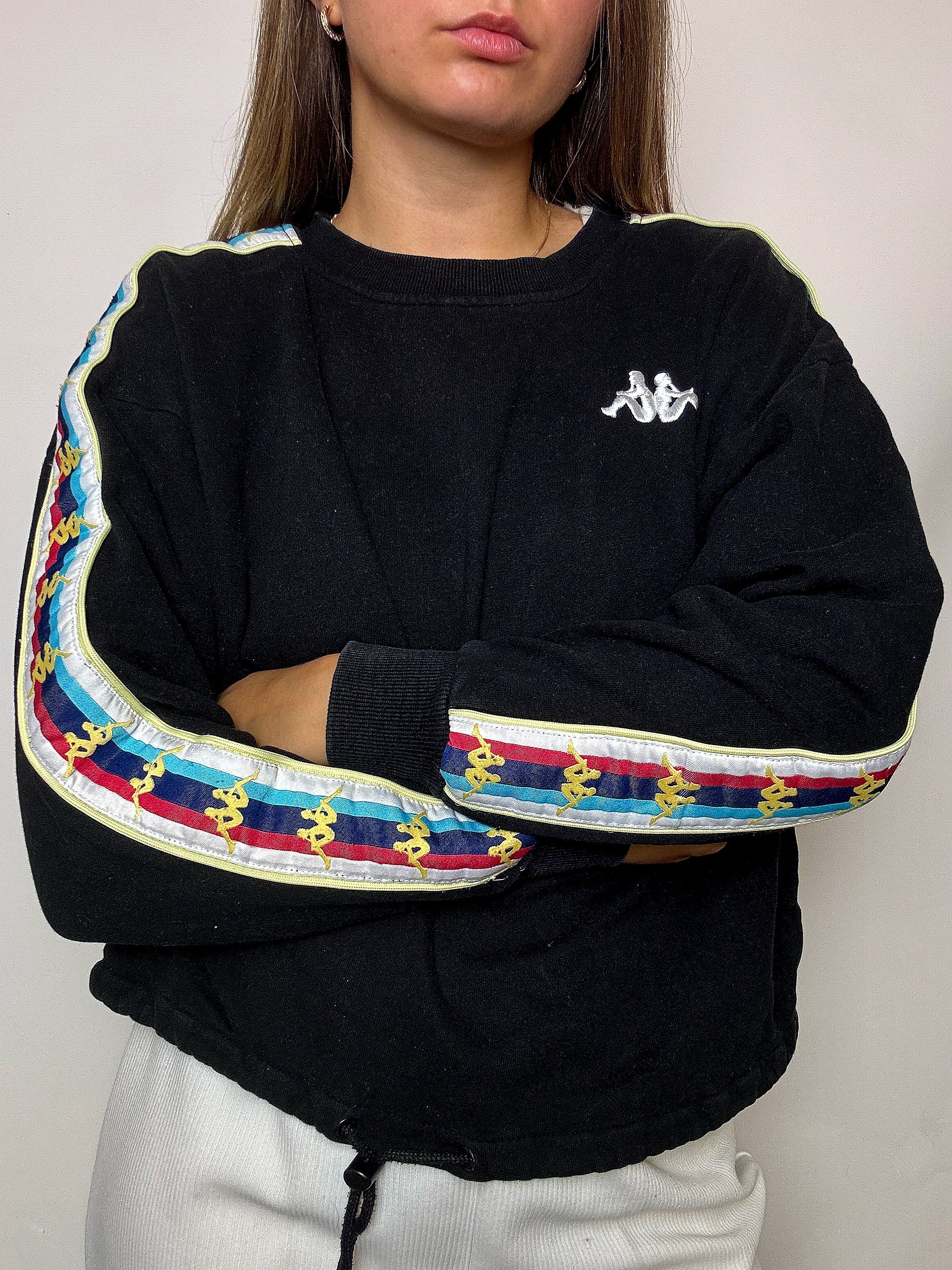 Black KAPPA crewneck sweatshirt S/M vintage