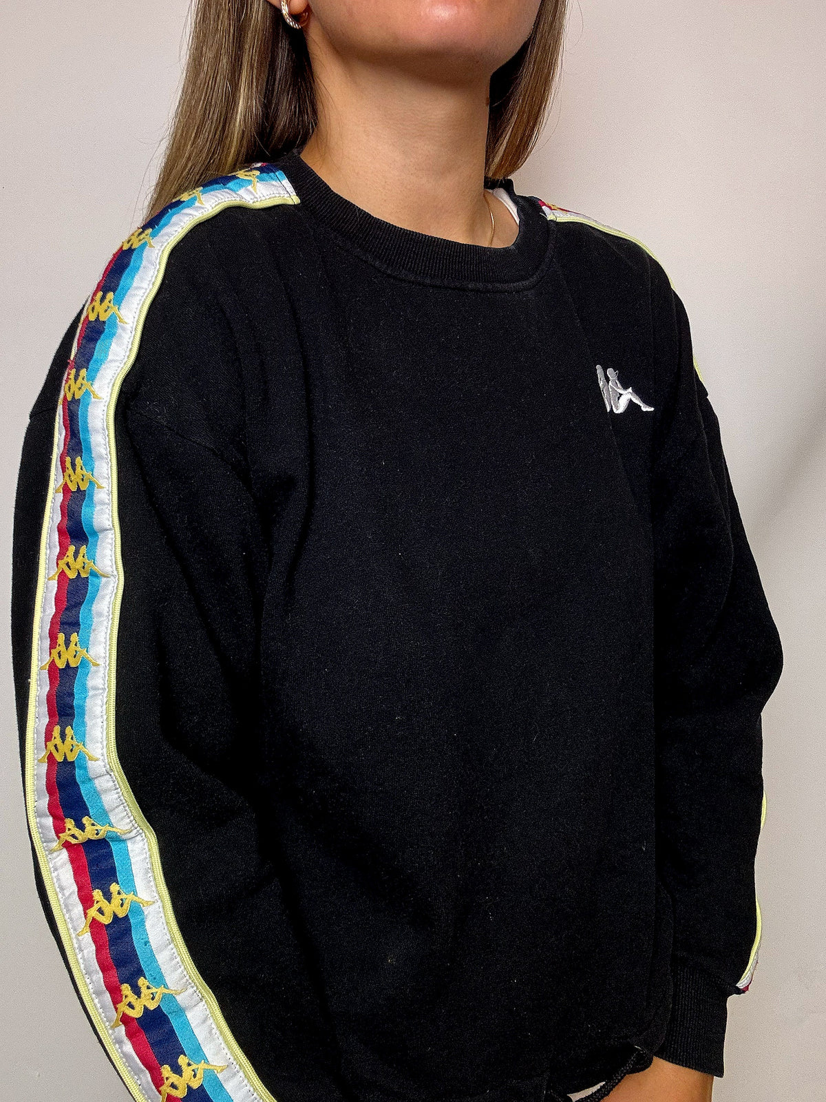 Black KAPPA crewneck sweatshirt S/M vintage