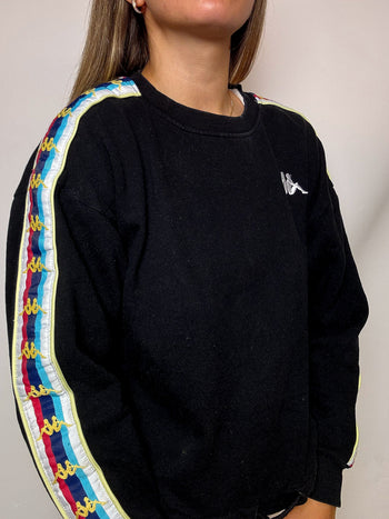 Sweat col rond noir KAPPA S/M vintage