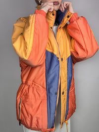 Vintage Orange and Mint Yellow Puffy Jacket L/XL
