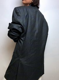 Dark blue vintage checked wool blazer L