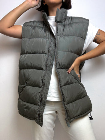 Gilet doudoune gris/vert vintage M/L