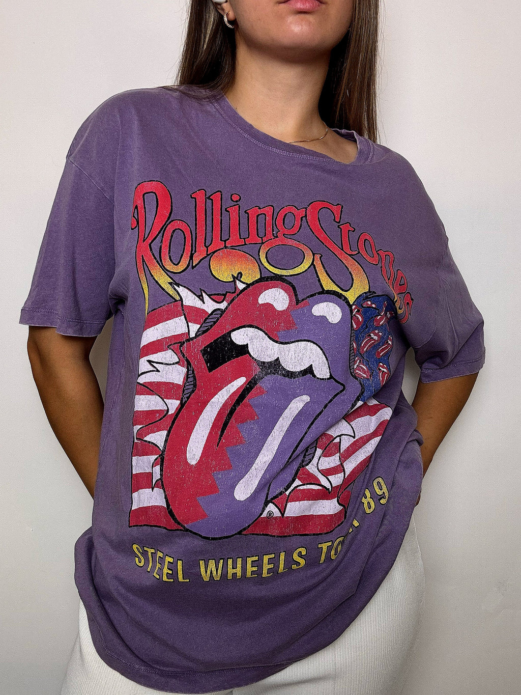 Lila T-Shirt ROLLING STONES L Vintage