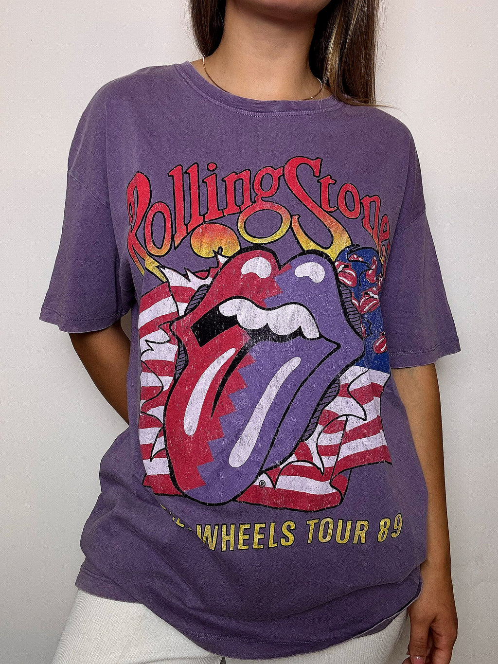 Lila T-Shirt ROLLING STONES L Vintage