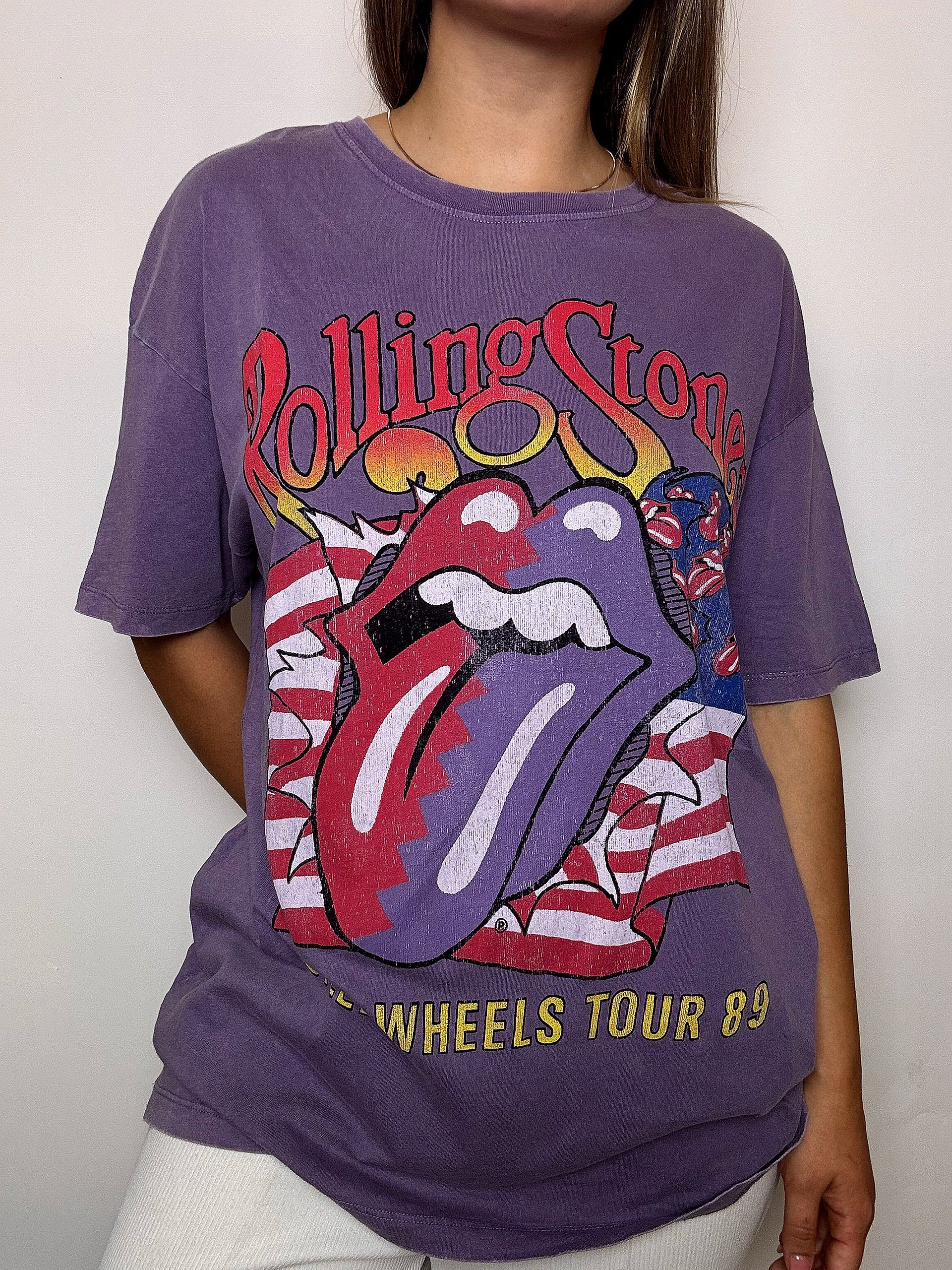 Lila T-Shirt ROLLING STONES L Vintage