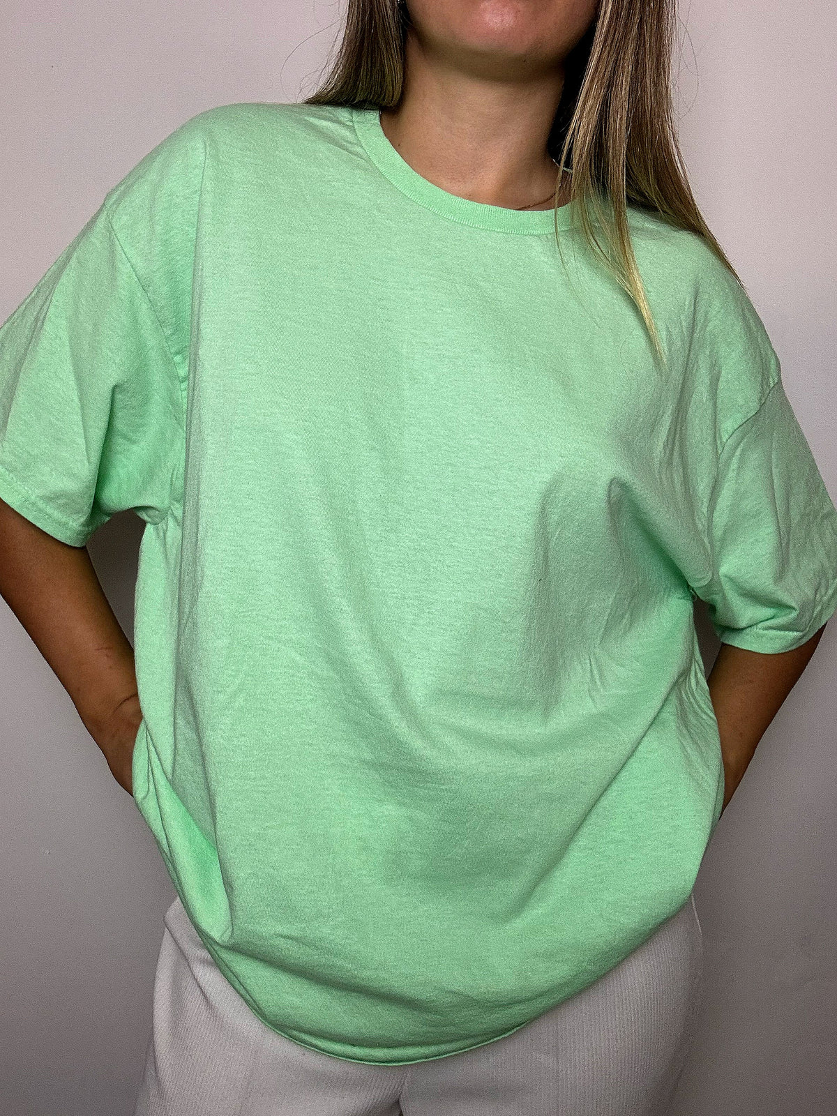 Tee shirt uni vert d'eau éclatant XL vintage