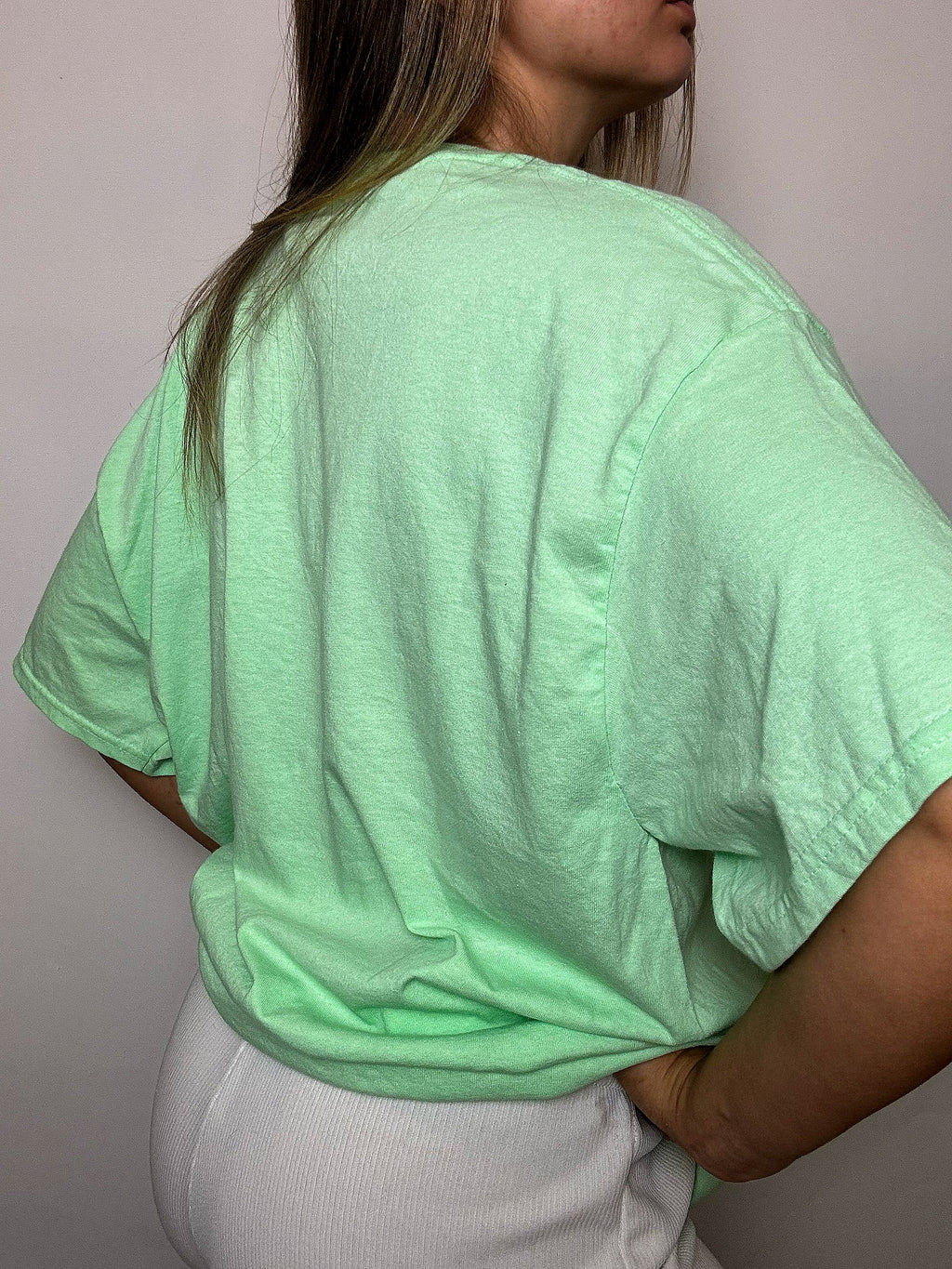 Vintage-T-Shirt in leuchtendem Aquagrün, einfarbig, Größe XL
