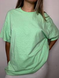 Vintage-T-Shirt in leuchtendem Aquagrün, einfarbig, Größe XL