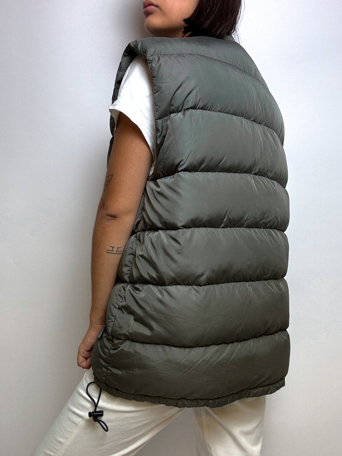 Vintage grau/grüne Daunenjacke Weste M/L 