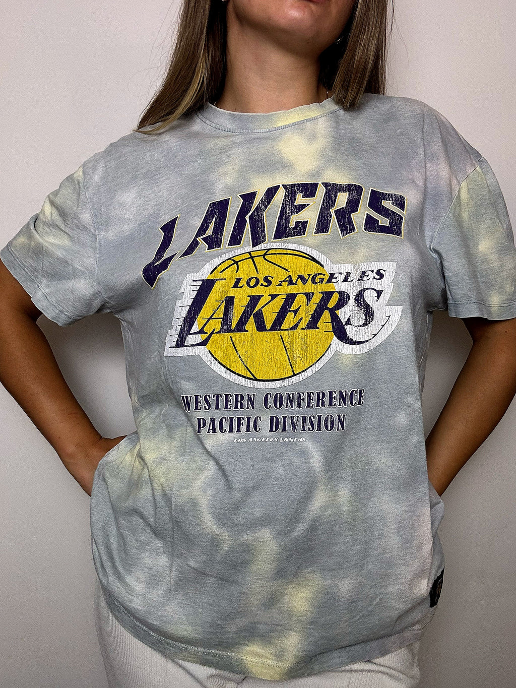 Vintage T-Shirt mit Krawattentechnik, LAKERS, Größe M