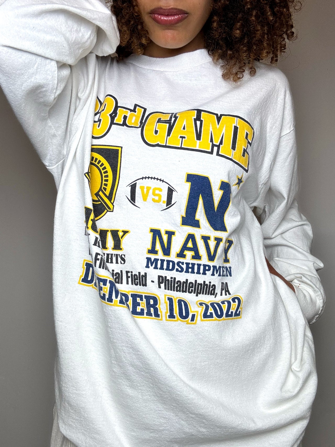 Tee shirt manche longue blanc ARMY x NAVY XL vintage