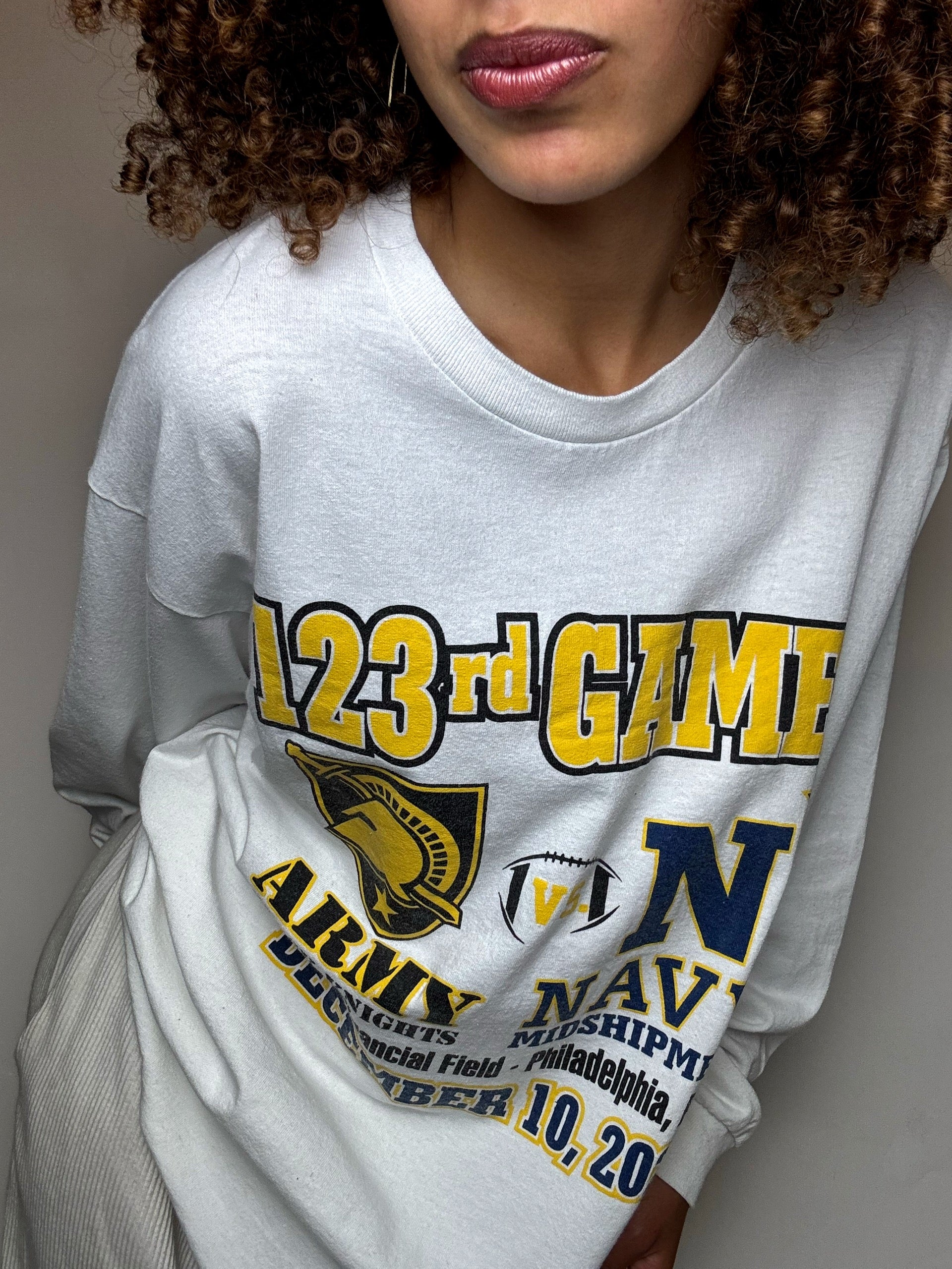 Tee shirt manche longue blanc ARMY x NAVY XL vintage