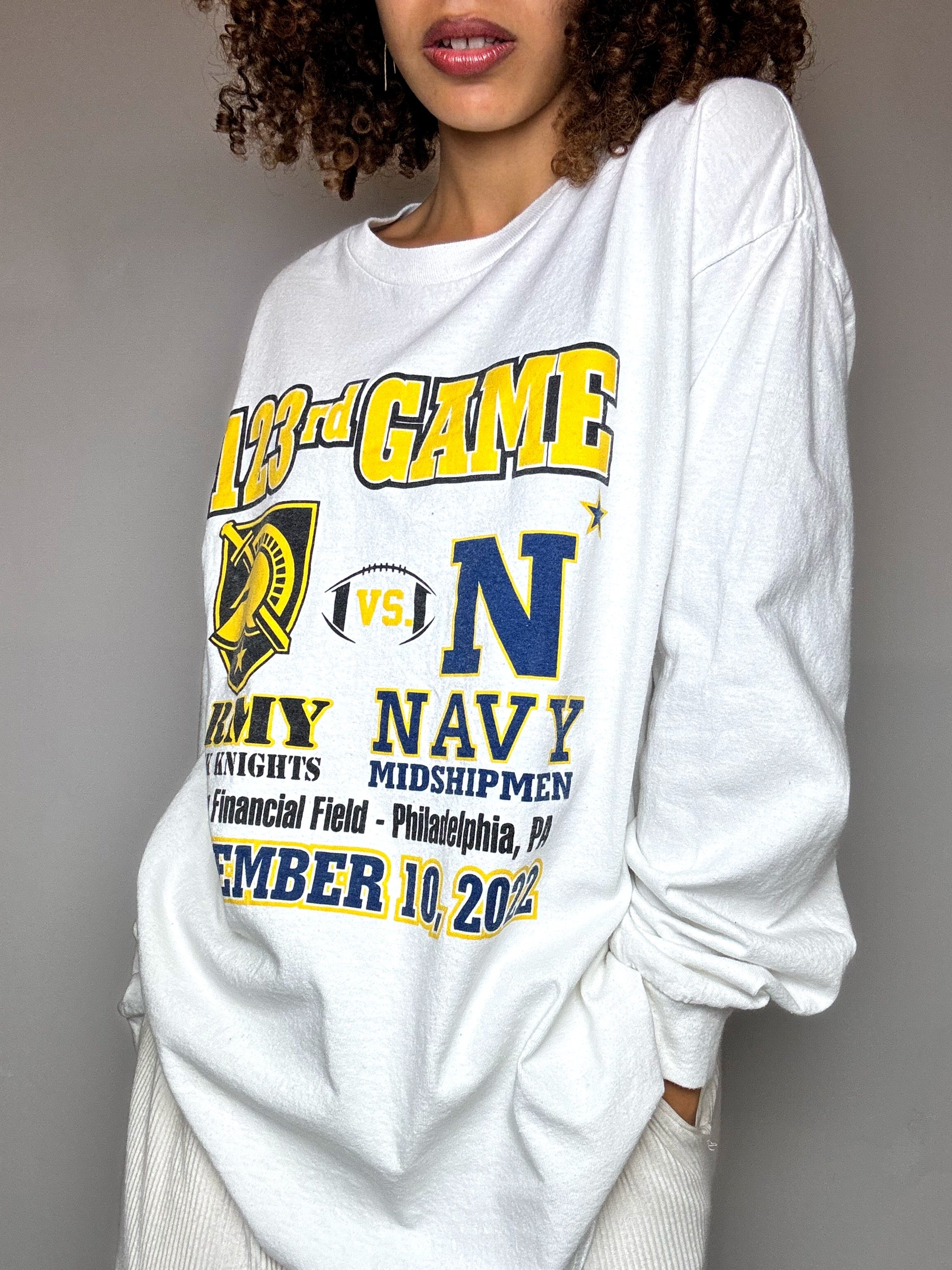 Tee shirt manche longue blanc ARMY x NAVY XL vintage