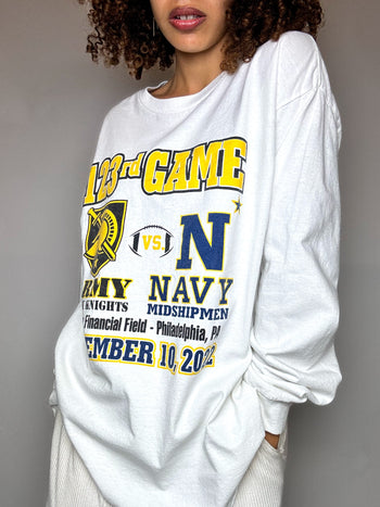 Tee shirt manche longue blanc ARMY x NAVY XL vintage