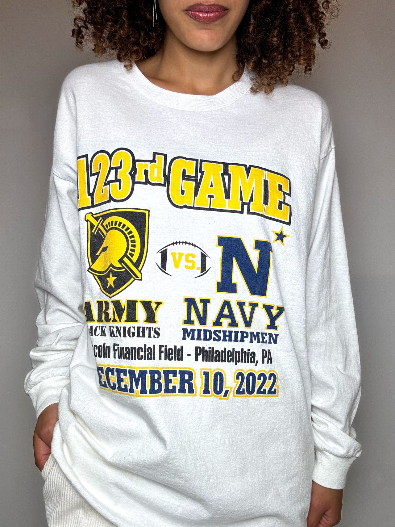 Tee shirt manche longue blanc ARMY x NAVY XL vintage