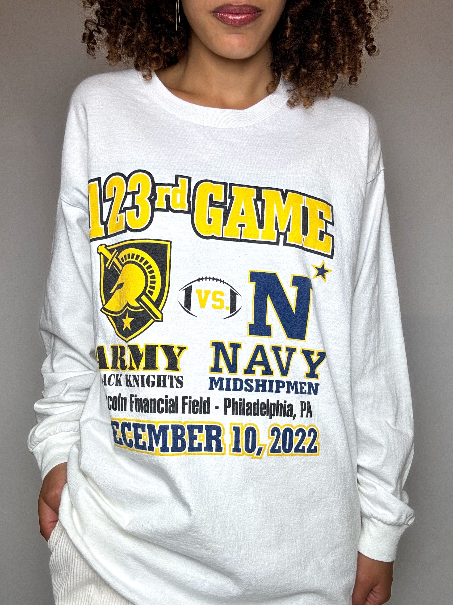 Tee shirt manche longue blanc ARMY x NAVY XL vintage