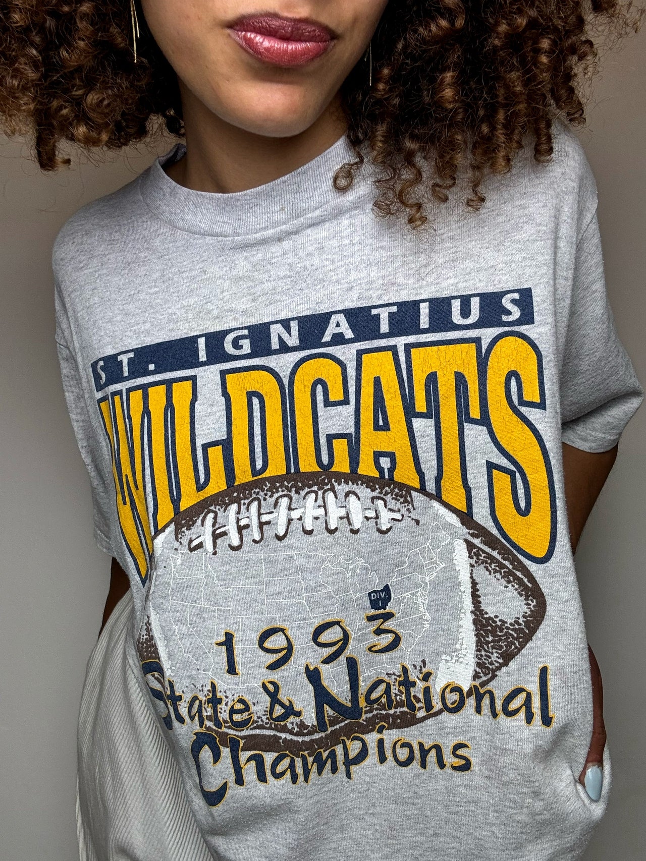 Tee shirt gris chiné WILDCAT L vintage