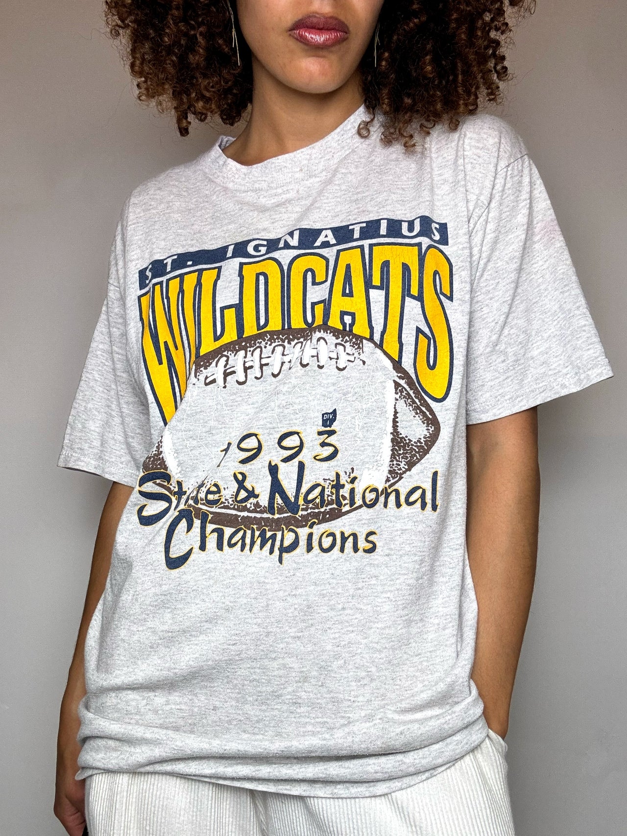Tee shirt gris chiné WILDCAT L vintage