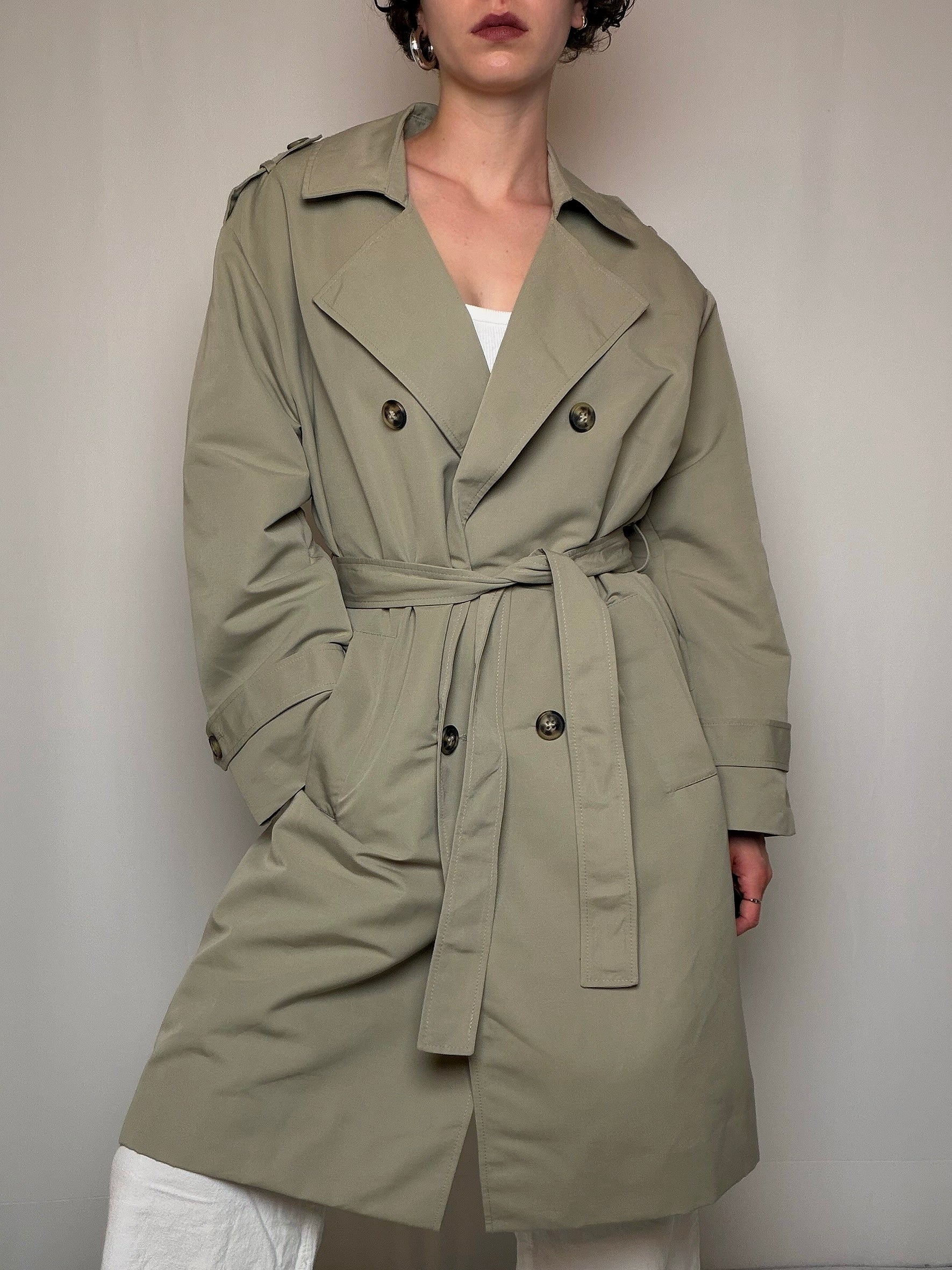 Vintage light khaki trench coat L