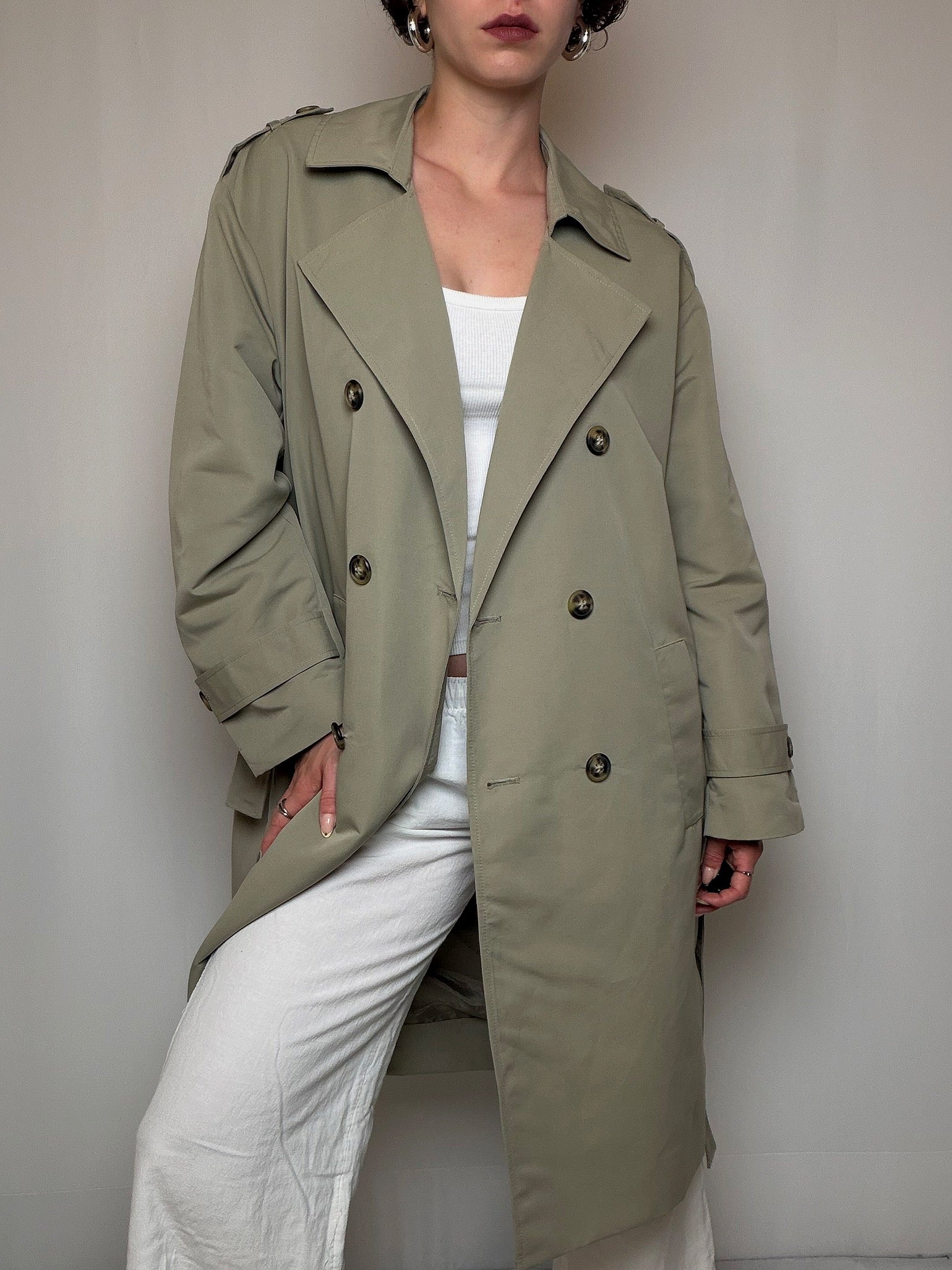 Vintage light khaki trench coat L