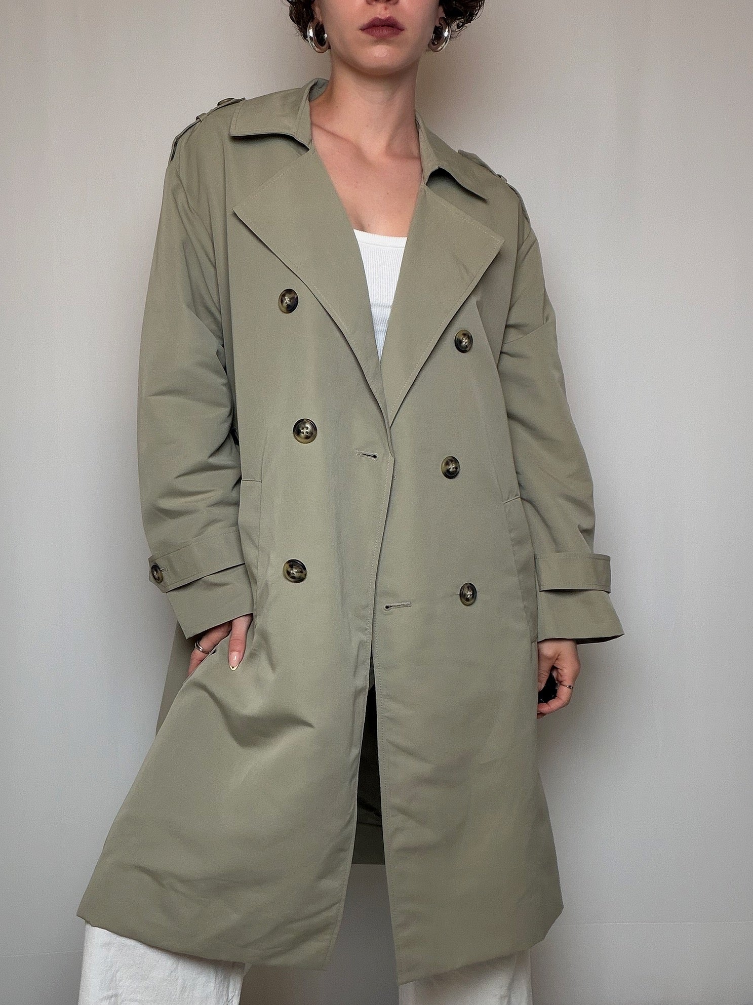 Vintage light khaki trench coat L