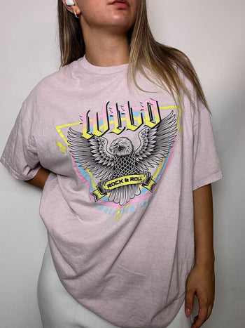 Tee shirt imprimé rose XL vintage
