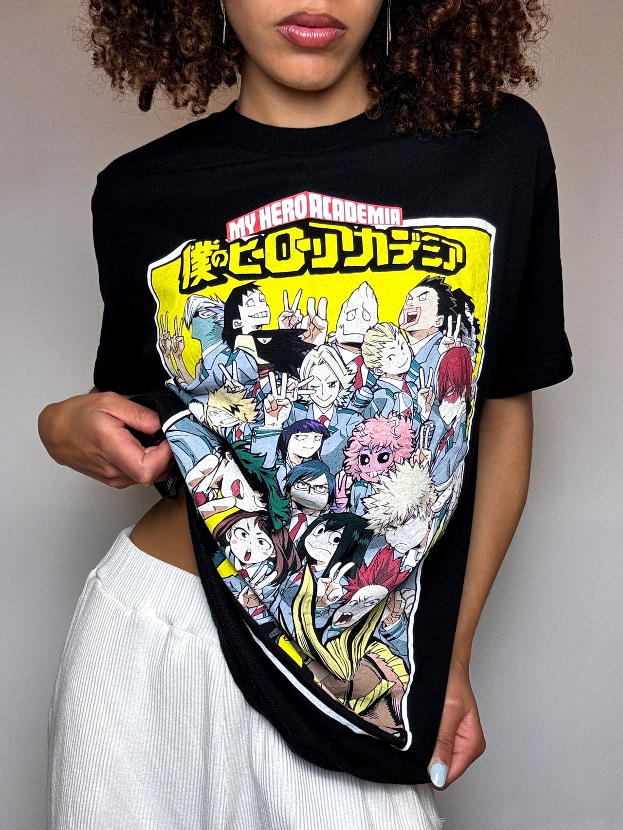 Tee shirt noir MY HERO ACADEMIA M vintage