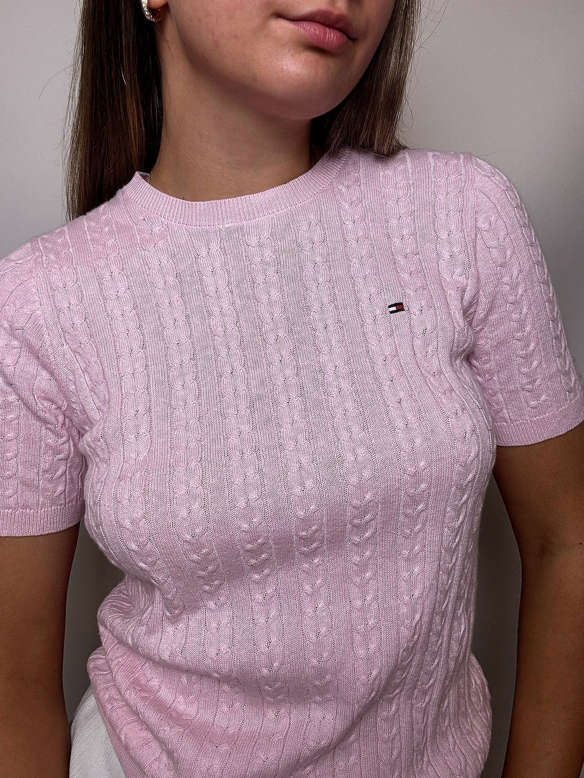 Pull manche courte rose TOMMY HILFIGER S Vintage