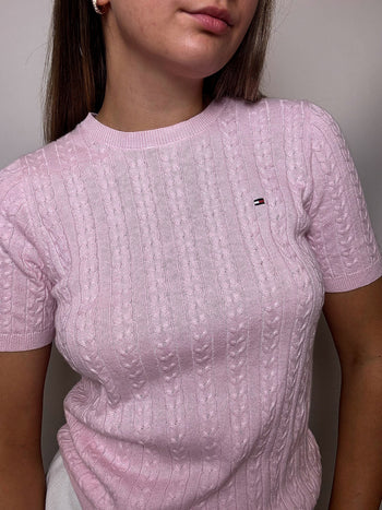 Pull manche courte rose TOMMY HILFIGER S Vintage